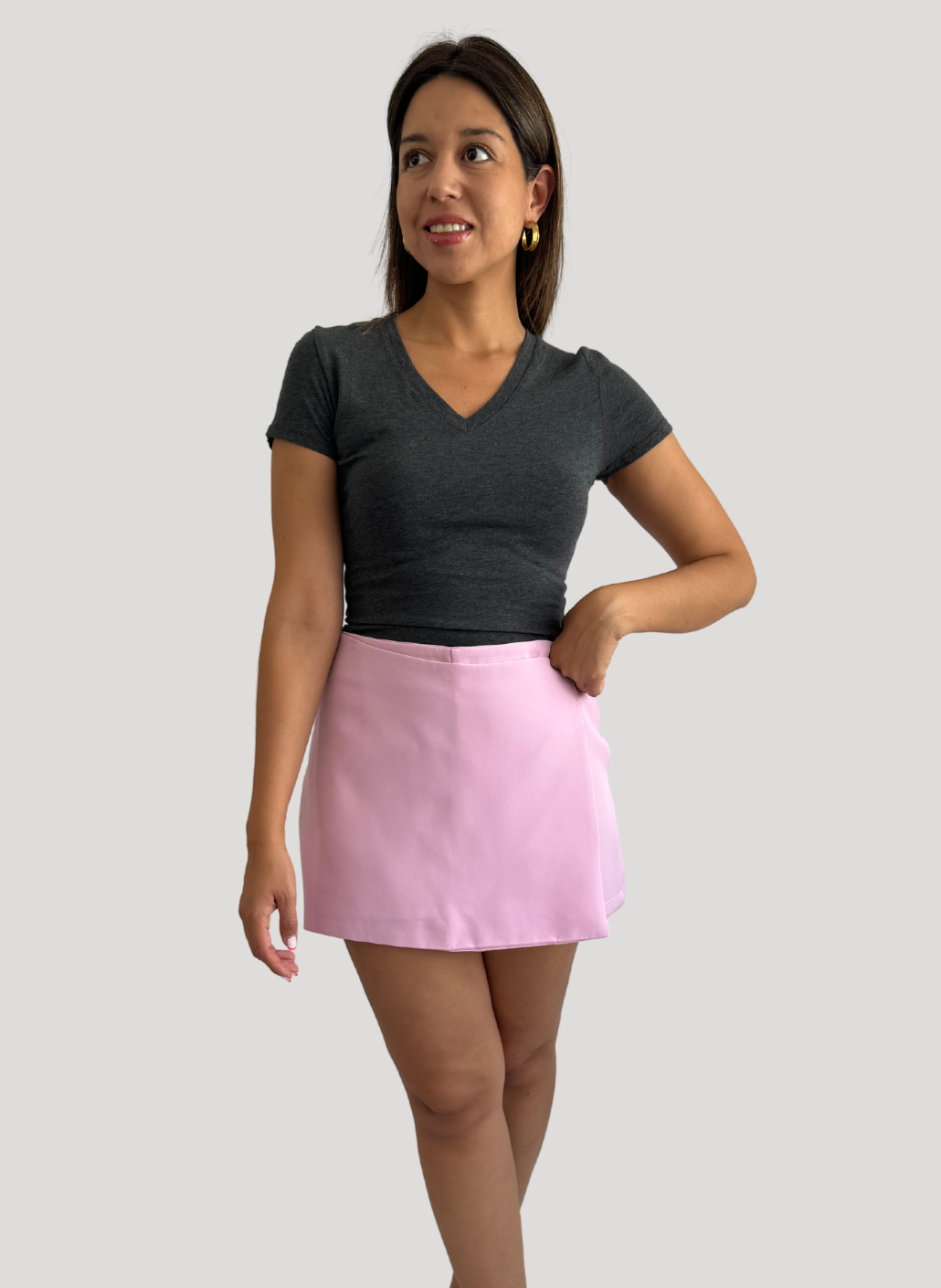 Falda short Rosa Palo