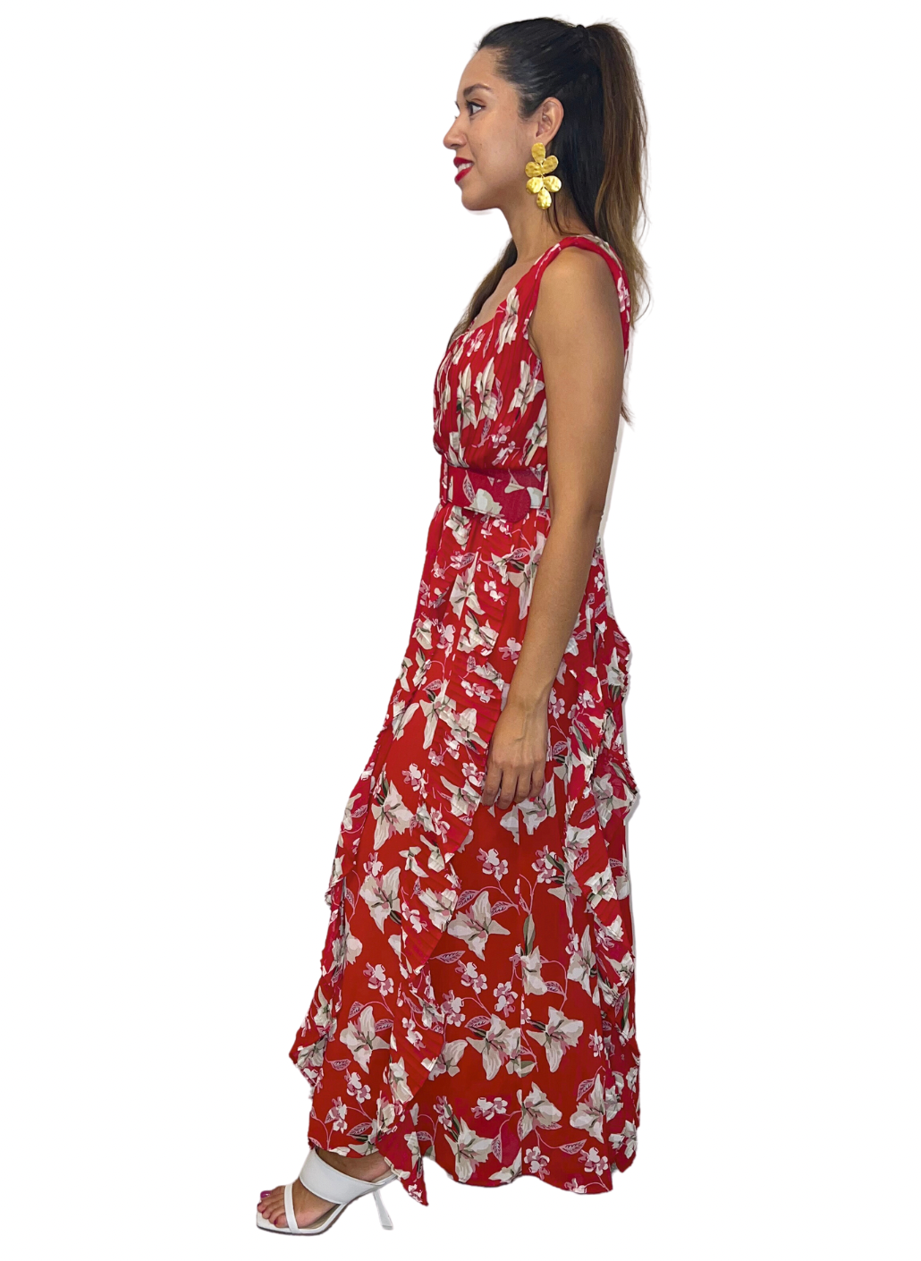 Vestido rojo flores