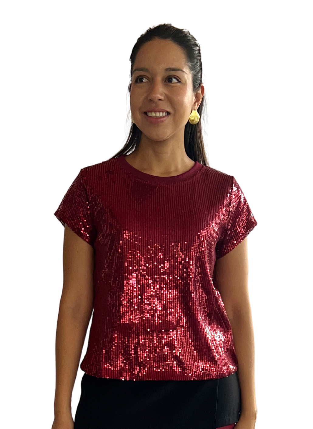 Blusa lentejuelas roja-vino