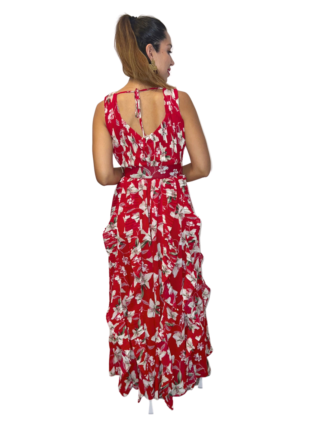 Vestido rojo flores