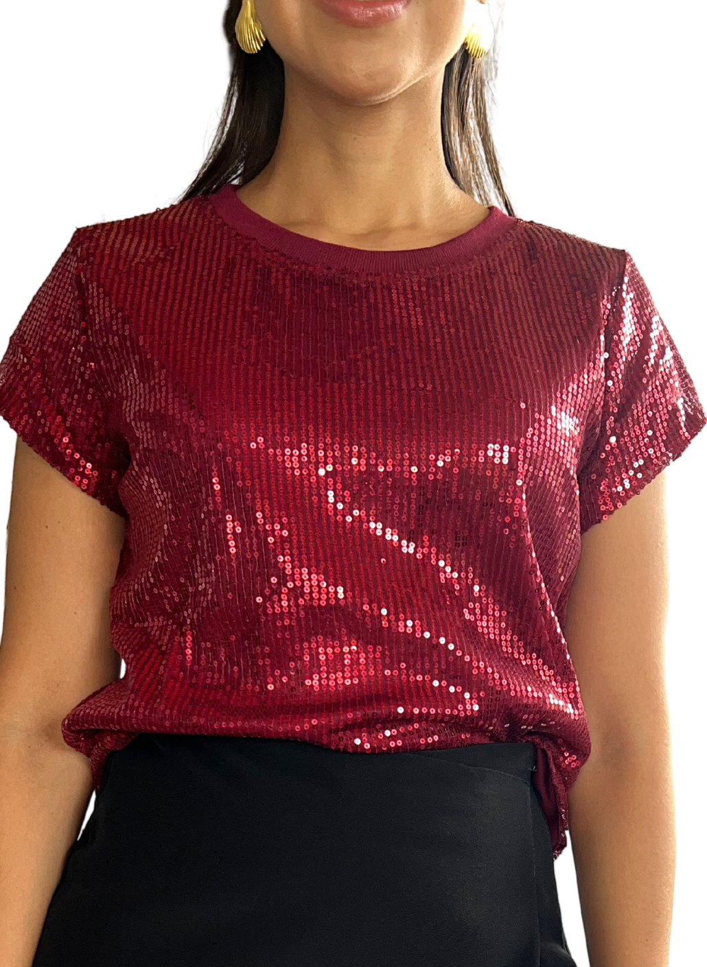 Blusa lentejuelas roja-vino