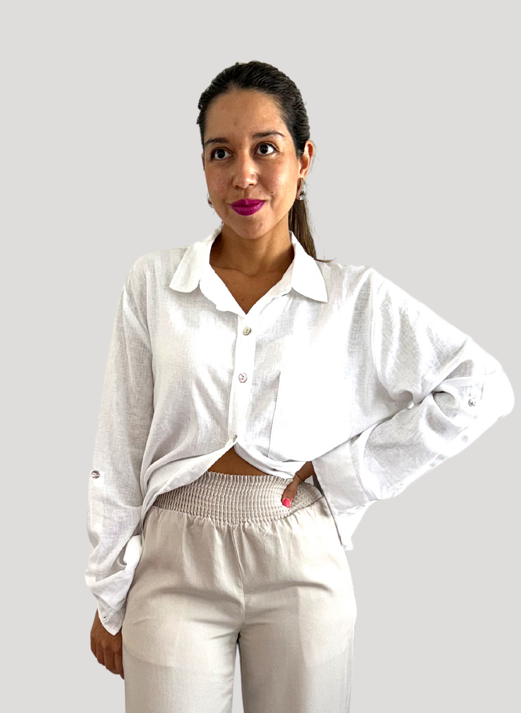 Camisa Lino Blanca Lucia