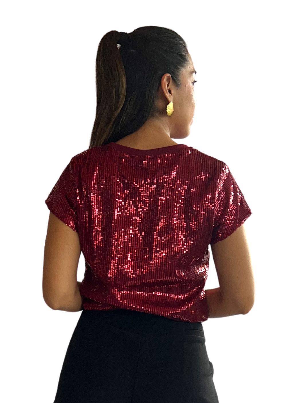 Blusa lentejuelas roja-vino