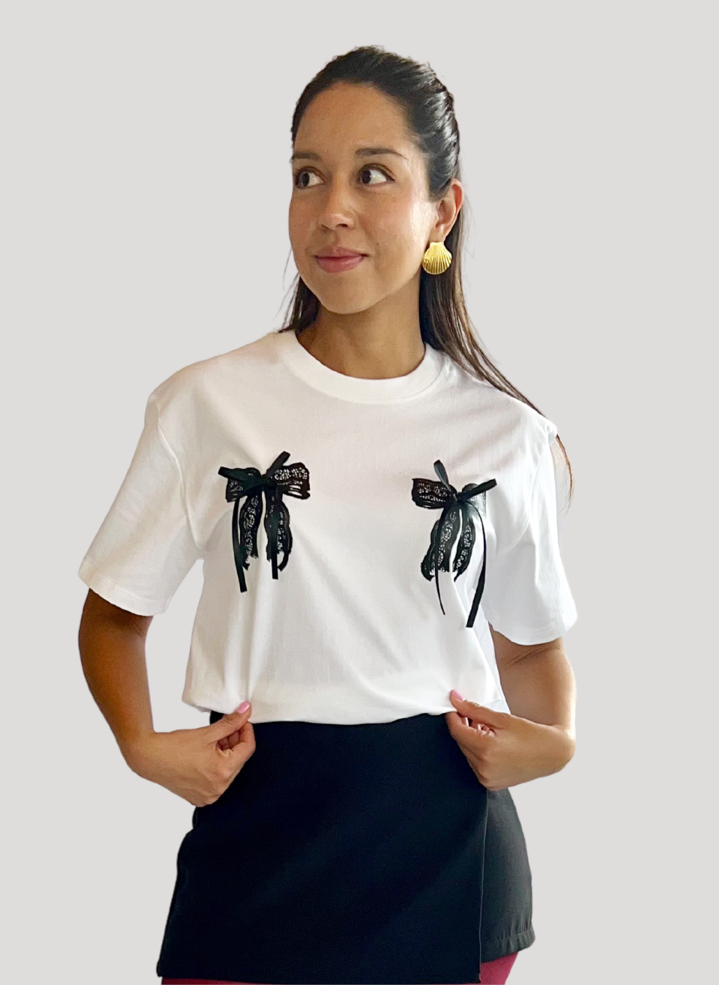 Blusa blanca moños