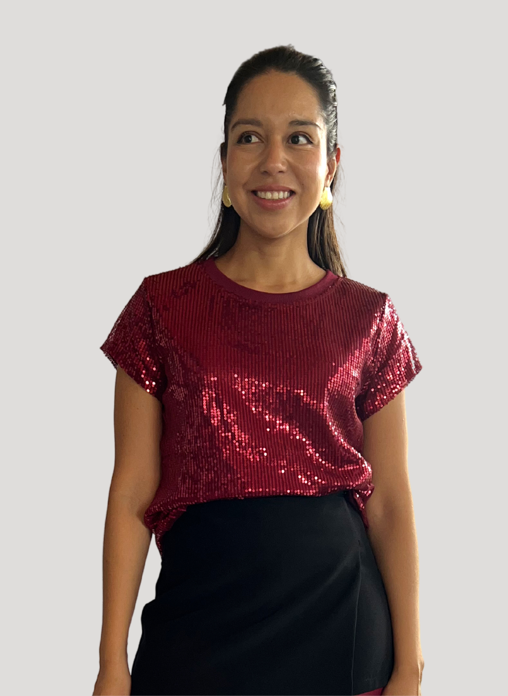 Blusa lentejuelas roja-vino