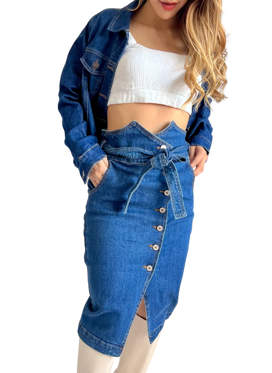 Falda cintura alta Denim