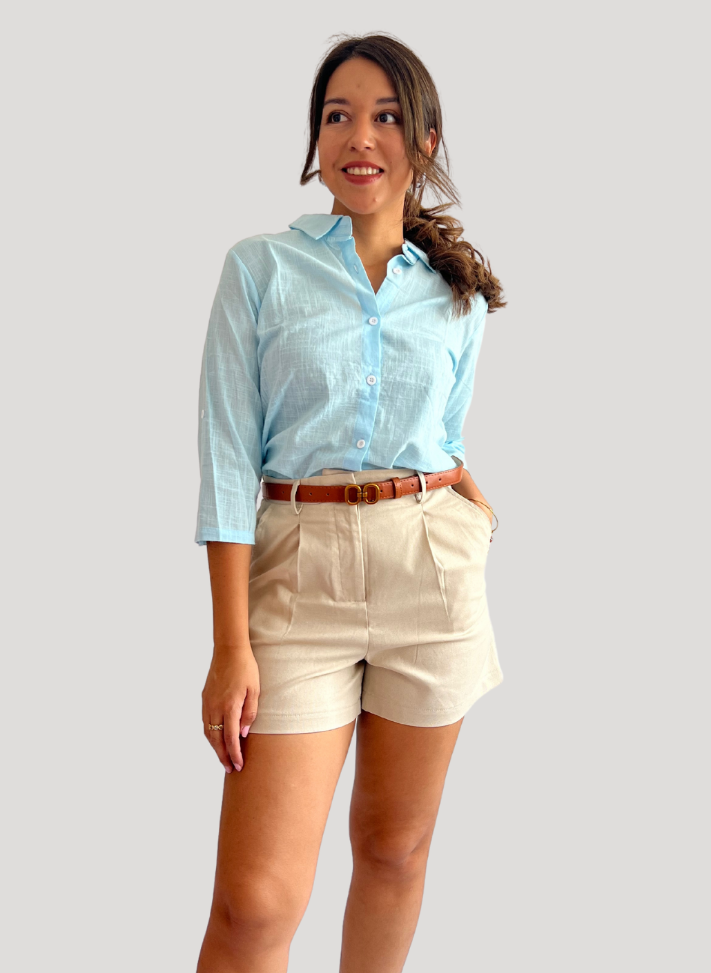 Blusa Lino baby Blue